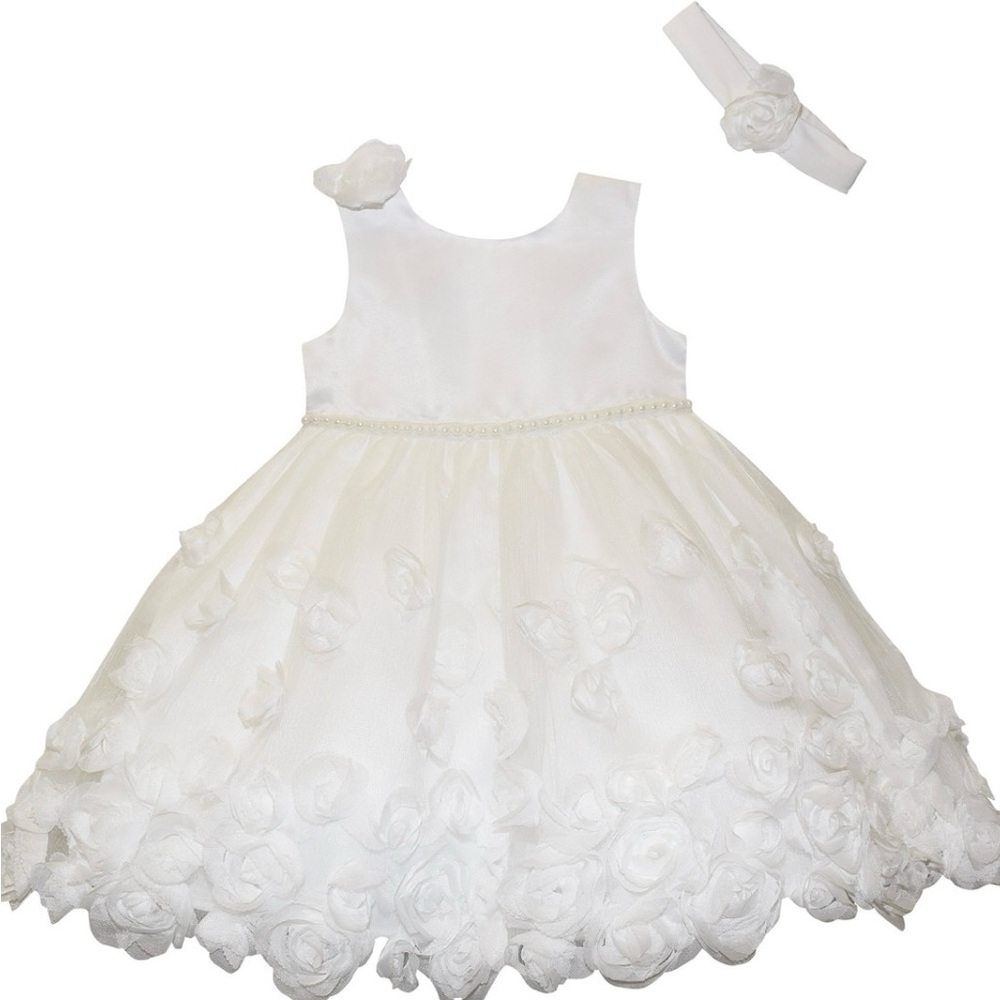 Blueberi Boulevard White Floral Kids Formal Dress